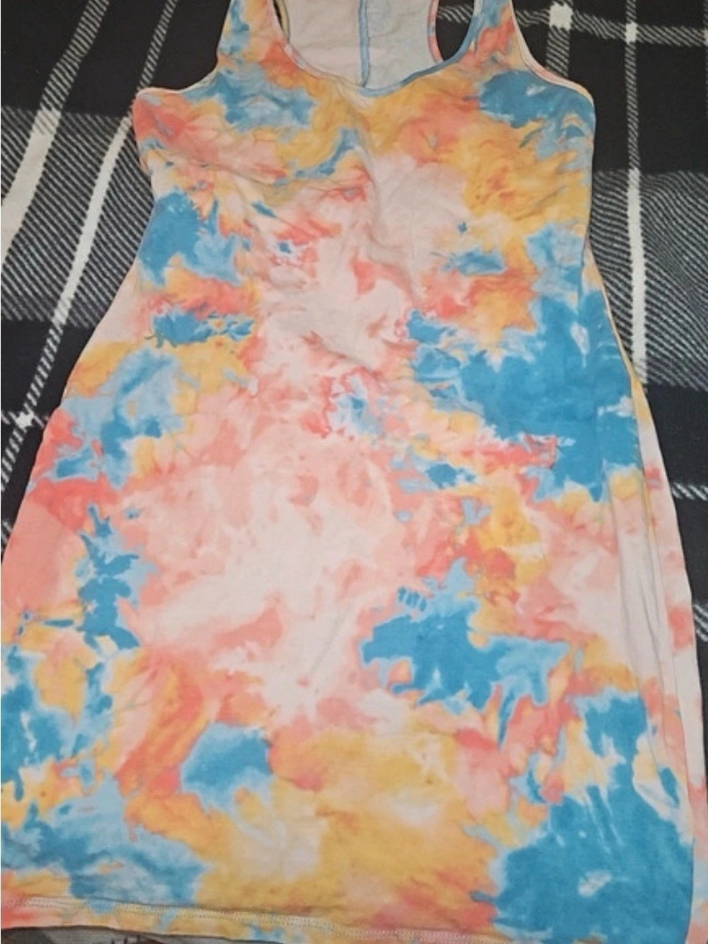 Ambiance Abstract Mini Dress in Blue & Pink Size Large